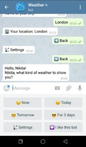 Weather bot in telegram